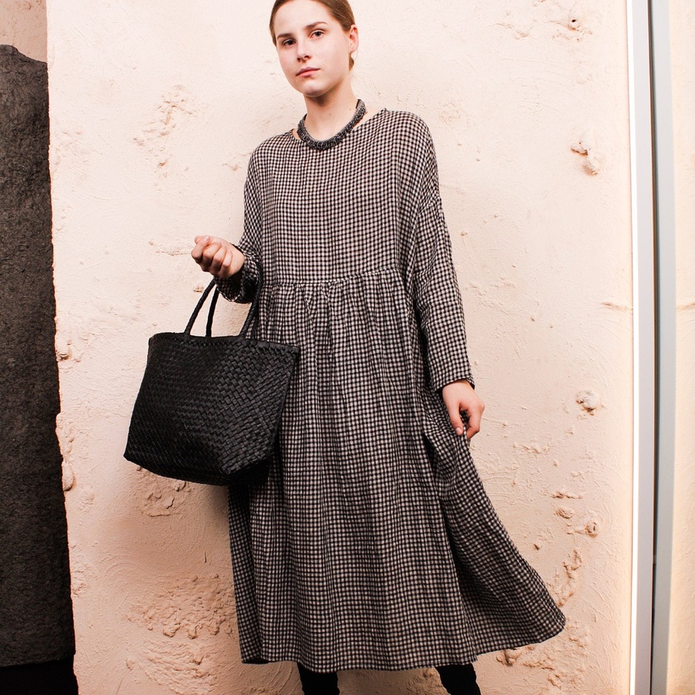 Ichi Antiquités Wool Linen Gingham Dress O/S